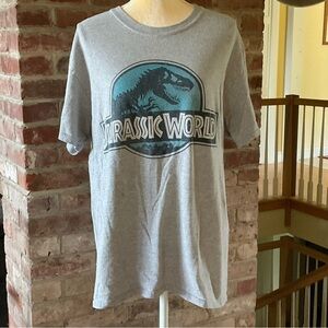 Jurassic world light gray tee shirt, size L